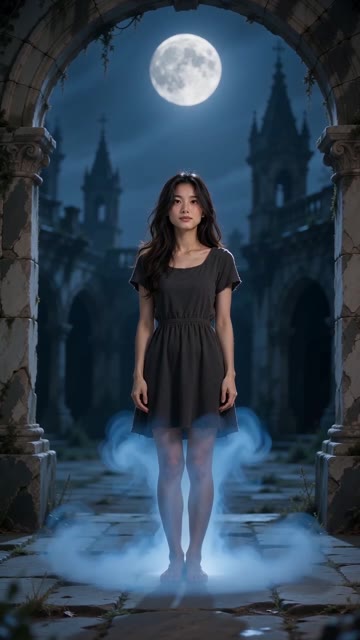 Corpse Bride AI: Ghost Bride, 1.0 seconds: A dark dress before the change
